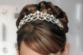 Wedding hairstyles with a diadem and a veil Tiara on the head for the bride